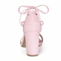 Allegra K Women's Tie Up Strappy Heels Chunky High Heels Sandal Shoes