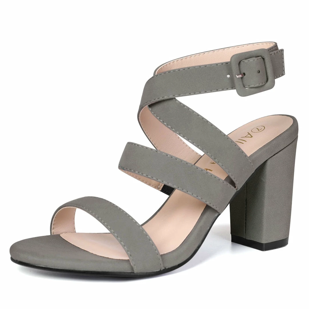 Allegra K YFL284-23 Women Crisscross Open Toe Block Heel Strappy Sandals Shoes 3 Allegra K YFL284-23 Women Crisscross Open Toe Block Heel Strappy Sandals Shoes