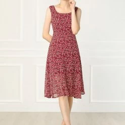 Allegra K Women's Sleeveless Casual Retro Summer Square Neck Print Chiffon Floral Dress 46 Allegra K Women's Sleeveless Casual Retro Summer Square Neck Print Chiffon Floral Dress