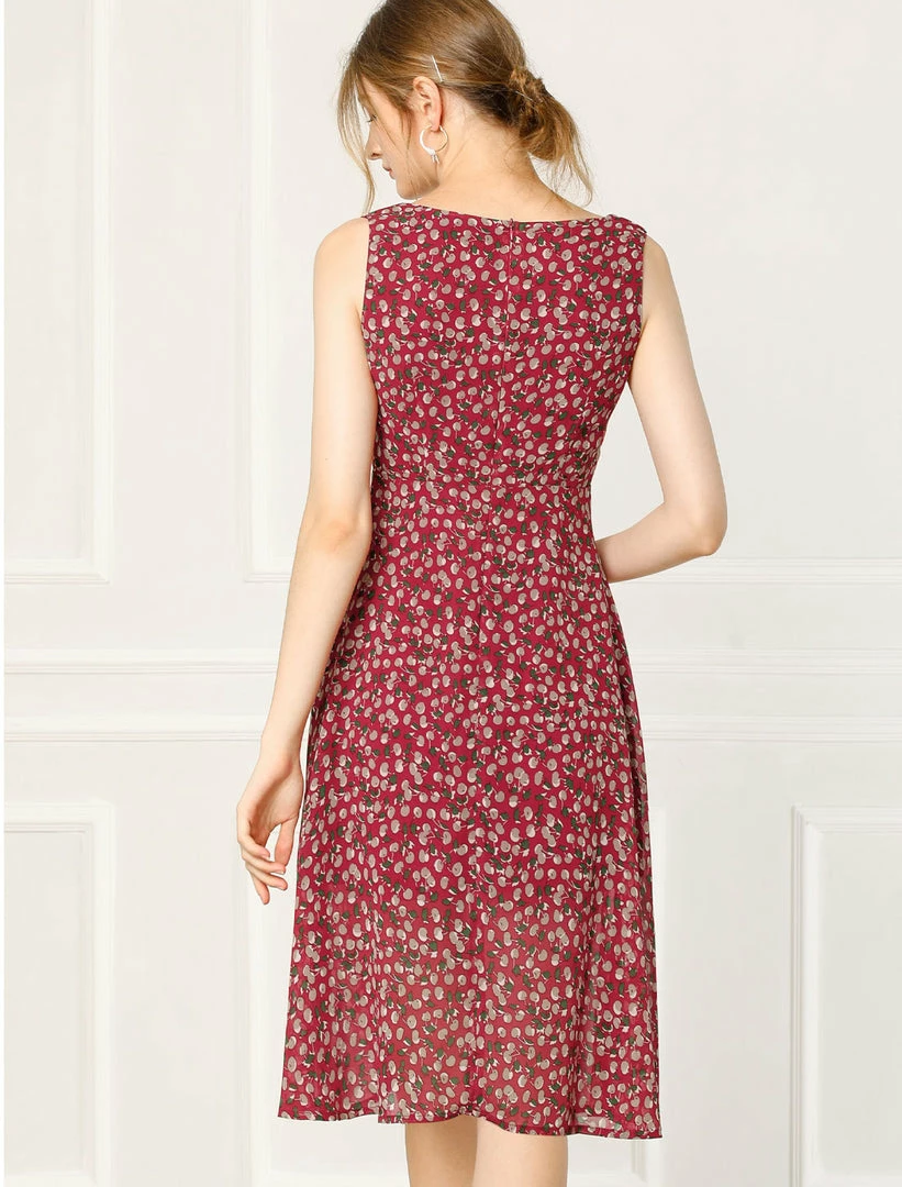 Allegra K Women's Sleeveless Casual Retro Summer Square Neck Print Chiffon Floral Dress 7 Allegra K Women's Sleeveless Casual Retro Summer Square Neck Print Chiffon Floral Dress