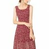 Allegra K Women's Sleeveless Casual Retro Summer Square Neck Print Chiffon Floral Dress