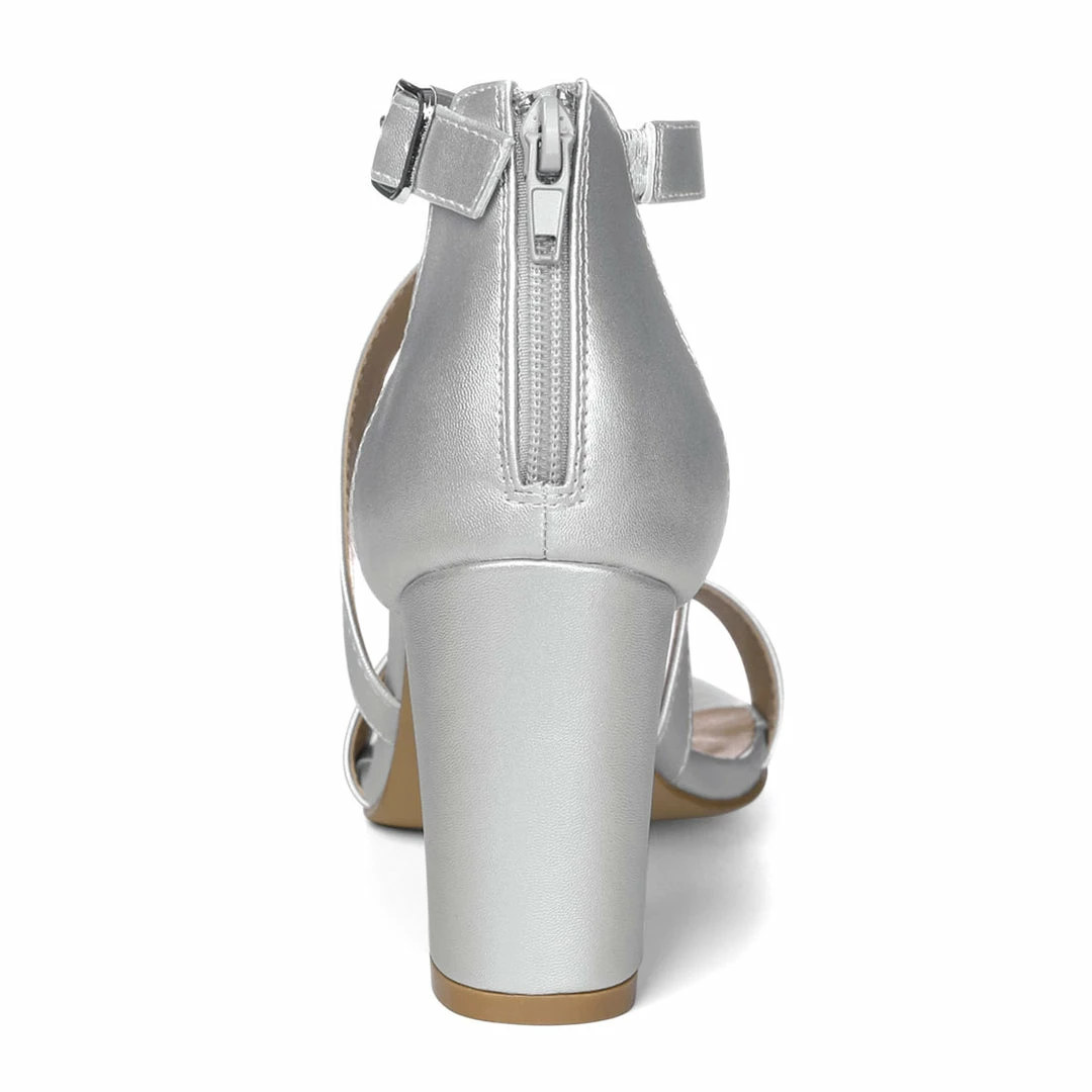 Allegra K HJ284H-03 Women Chunky Heel Crisscross Straps Dress Sandals 5 Allegra K HJ284H-03 Women Chunky Heel Crisscross Straps Dress Sandals