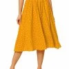 Allegra K Women's Polka Dots Elastic Waist A Line Midi Skirt
