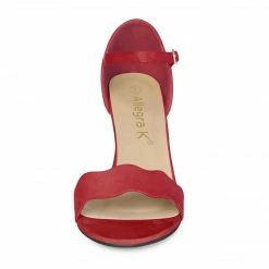 Allegra K Shoes BCA2293-2 Women Stiletto Heel Scalloped Ankle Strap Sandals