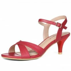 Allegra K Shoes Women's Cross Straps Kitten Heel Ankle Strap Sandals
