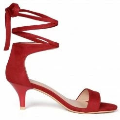 Allegra K Women's Women Open Toe Kitten Heel Lace Up Dress Sandals