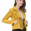 Allegra K Faux Suede Short Jacket With Revere Collar Clothing