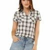Allegra K Casual Boyfriend Plaid Button Down Shirt Women