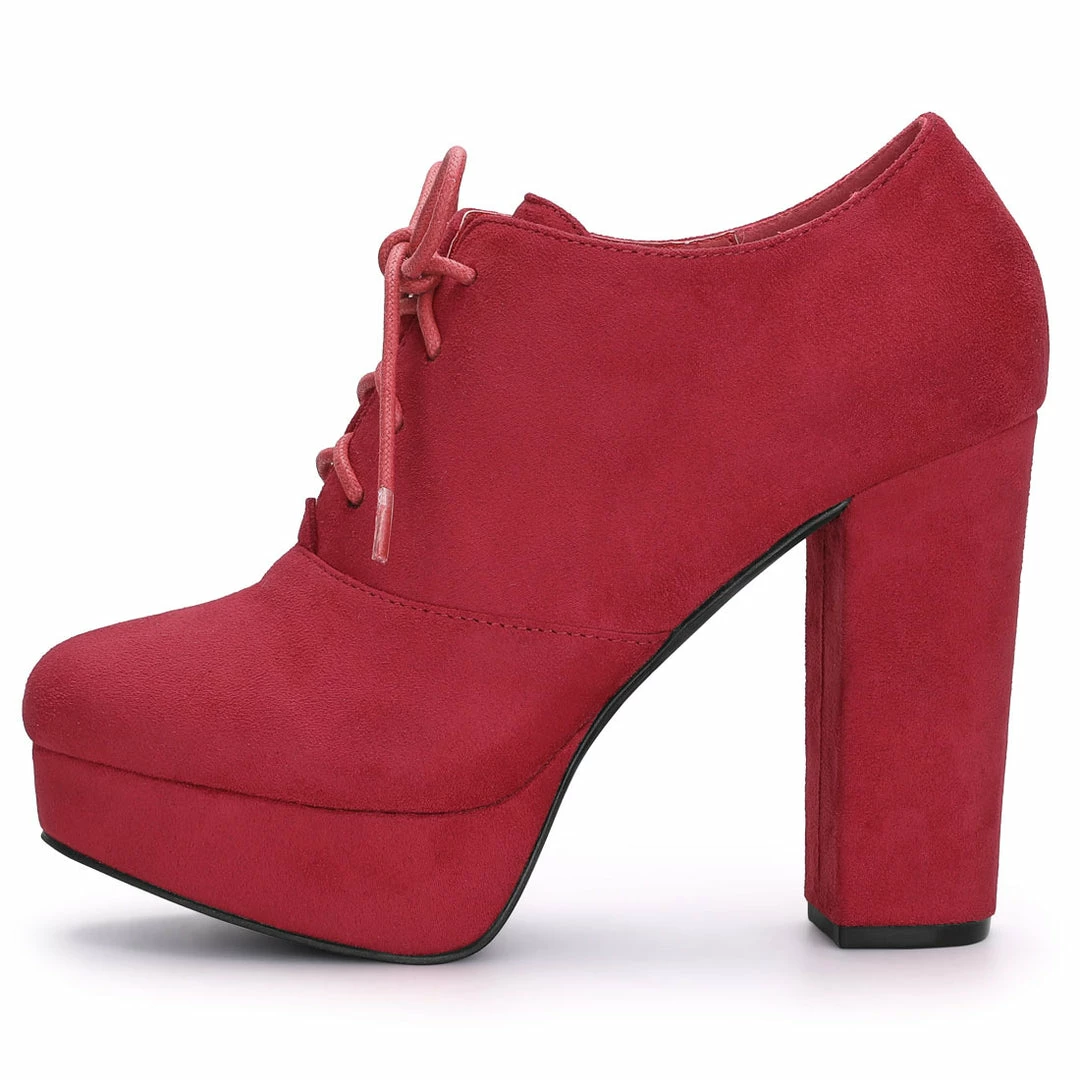 Allegra K Shoes Women's Platform Chunky Heel Lace Up Booties 8 Allegra K Shoes Women's Platform Chunky Heel Lace Up Booties