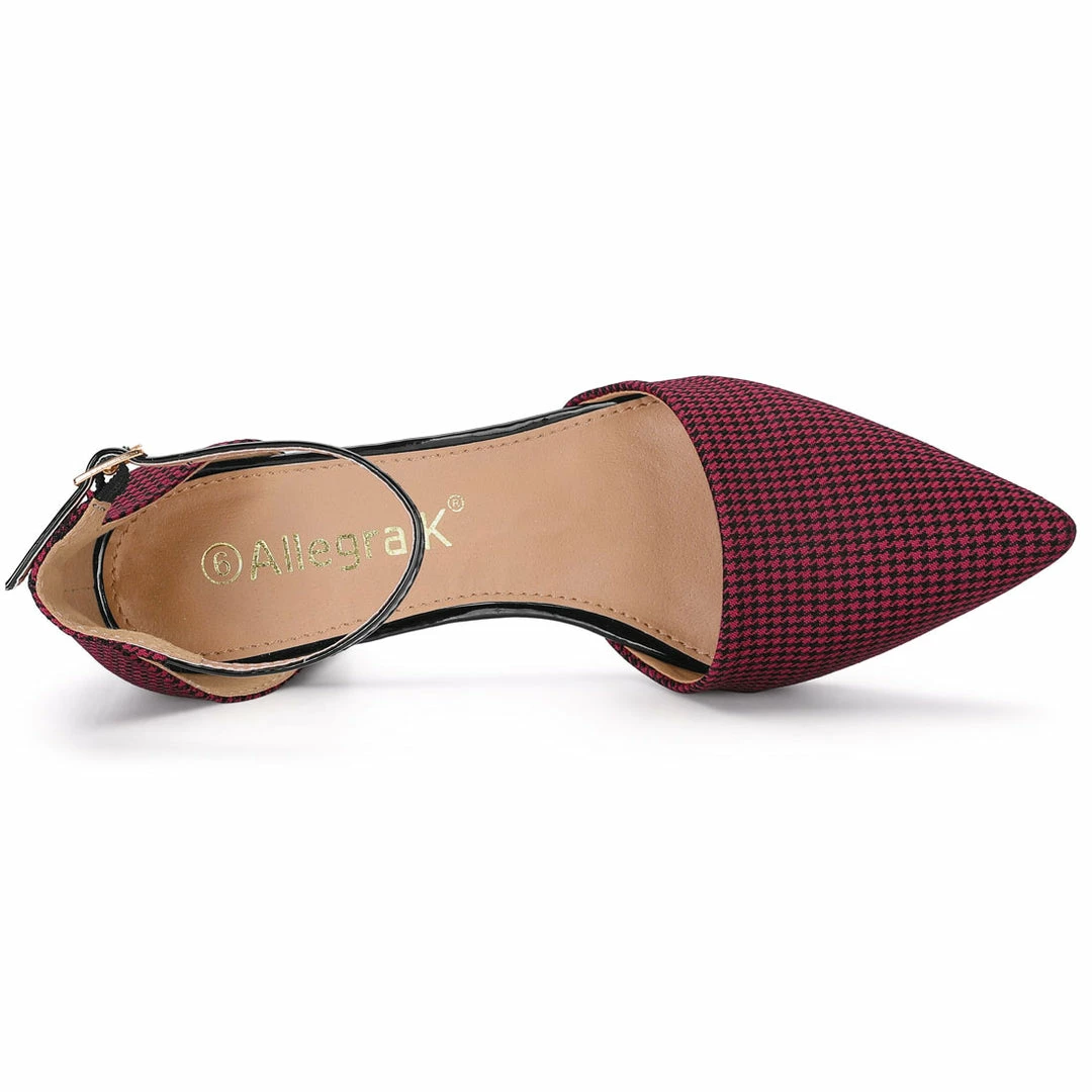 Allegra K Shoes Women's Houndstooth Block Heel Ankle Strap Pumps 6 Allegra K Shoes Women's Houndstooth Block Heel Ankle Strap Pumps