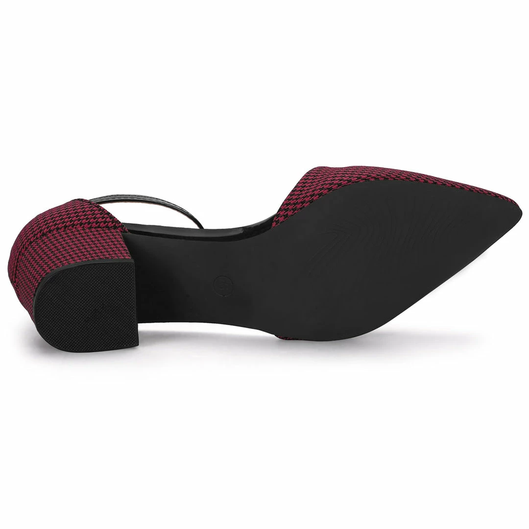 Allegra K Shoes Women's Houndstooth Block Heel Ankle Strap Pumps 7 Allegra K Shoes Women's Houndstooth Block Heel Ankle Strap Pumps