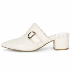 Allegra K Women's Pointed Toe Chunky Heel Mules Shoes