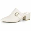 Allegra K Women's Pointed Toe Chunky Heel Mules Shoes