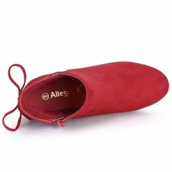 Allegra K Shoes Women's Round Toe Block Heel Back Zipper Ankle Boots