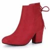 Allegra K Shoes Women's Round Toe Block Heel Back Zipper Ankle Boots