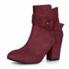 Allegra K Women's Round Toe Block Heel Boots Ankle Booties Shoes