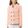 Allegra K Women's Notched Lapel Double Breasted Pea Coat