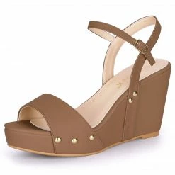 Allegra K Shoes Women's Single Strap Wedge Platform Heel Sandals