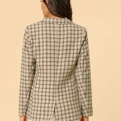 Allegra K Notched Lapel Plaid Boyfriend Blazer Jacket 54 Allegra K Notched Lapel Plaid Boyfriend Blazer Jacket