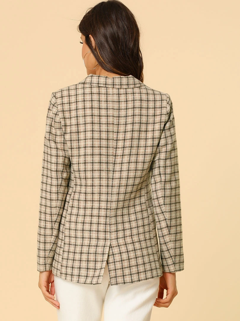 Allegra K Notched Lapel Plaid Boyfriend Blazer Jacket 7 Allegra K Notched Lapel Plaid Boyfriend Blazer Jacket