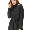 Allegra K Drawstring Wasit Pockets Winter Anorak Jacket Women