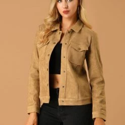 Allegra K Vintage Faux Suede Trucker Jacket