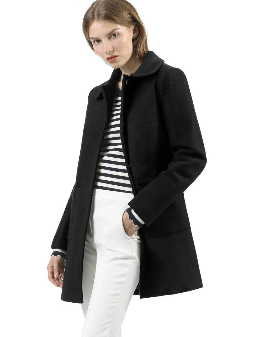 Allegra K Rounded Collar Single Breasted Coat With Front Pockets 5 Allegra K Rounded Collar Single Breasted Coat With Front Pockets
