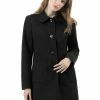 Allegra K Rounded Collar Single Breasted Coat With Front Pockets