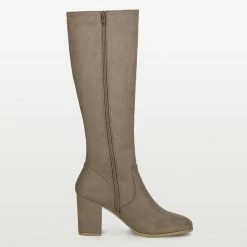 Allegra K Women's Side Zipper Chunky Heel Knee High Boots Shoes