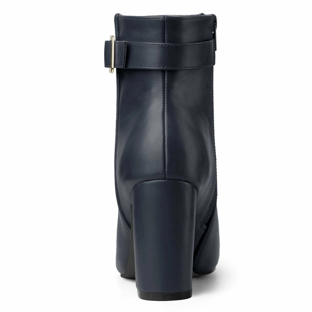 Allegra K Women's Pointed Toe Buckle Decor Heel Ankle Booties 5 Allegra K Women's Pointed Toe Buckle Decor Heel Ankle Booties