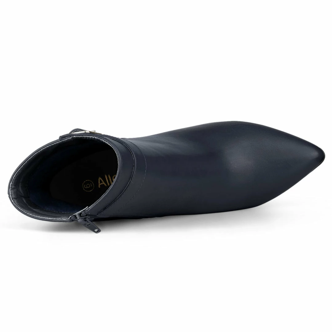 Allegra K Women's Pointed Toe Buckle Decor Heel Ankle Booties 6 Allegra K Women's Pointed Toe Buckle Decor Heel Ankle Booties