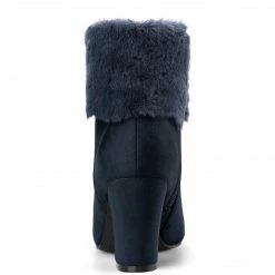 Allegra K Shoes Women's Faux Fur Round Toe Block Heel Snow Ankle Boots