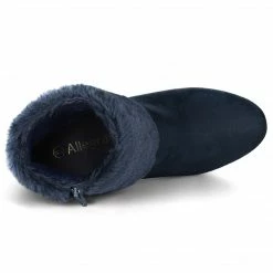 Allegra K Shoes Women's Faux Fur Round Toe Block Heel Snow Ankle Boots