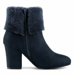 Allegra K Shoes Women's Faux Fur Round Toe Block Heel Snow Ankle Boots
