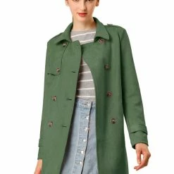Allegra K Double Breasted Faux Suede Trench Coat With Belt Women 33 Allegra K Double Breasted Faux Suede Trench Coat With Belt Women