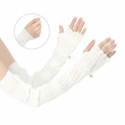 Allegra K 1 Pcs Outdoor Sun Block Soft Long Arm Sunscreen Sleeves Fingerless Gloves For Women Accessories