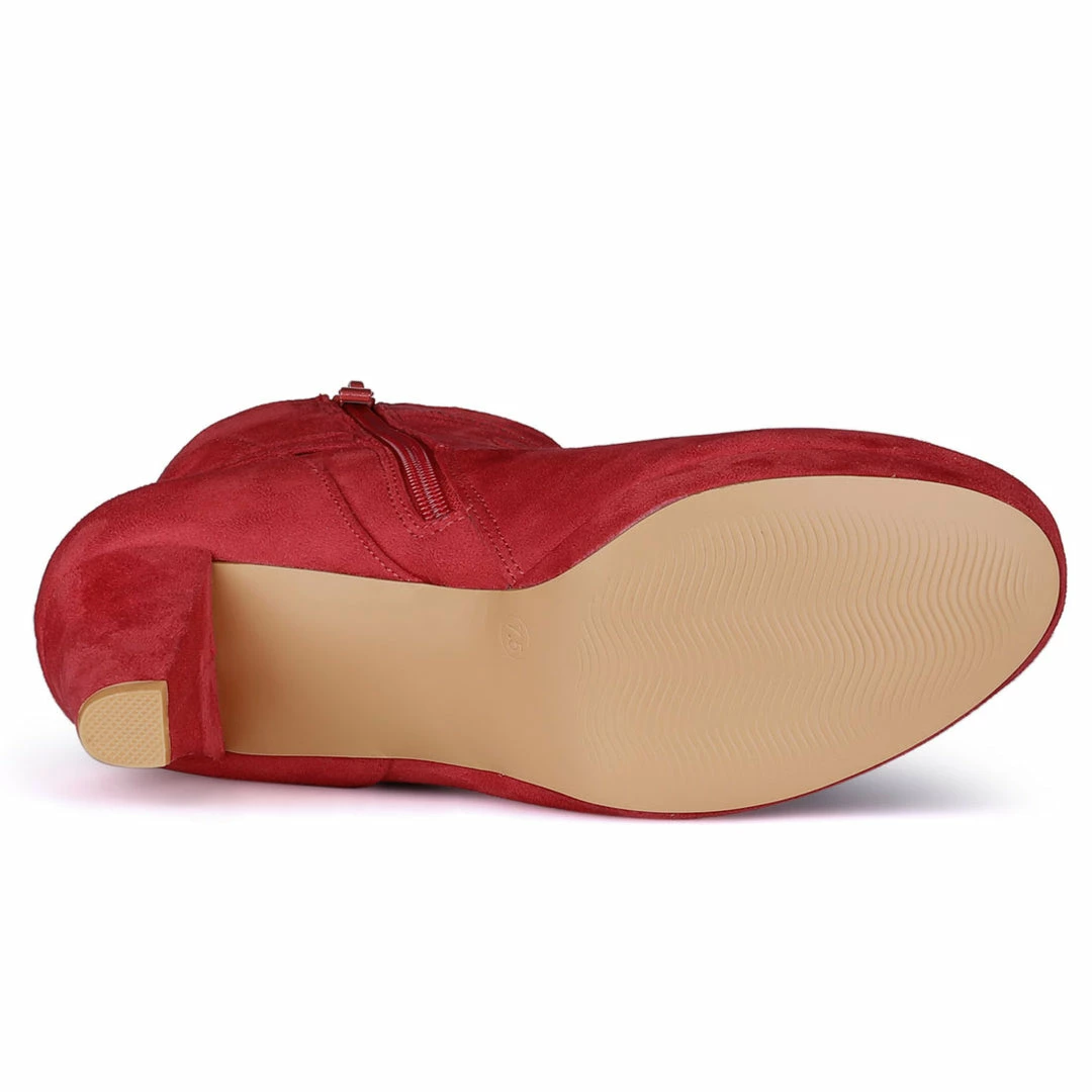 Allegra K Shoes Women's Slip On Zip Round Toe Heel Ankle Boots 7 Allegra K Shoes Women's Slip On Zip Round Toe Heel Ankle Boots