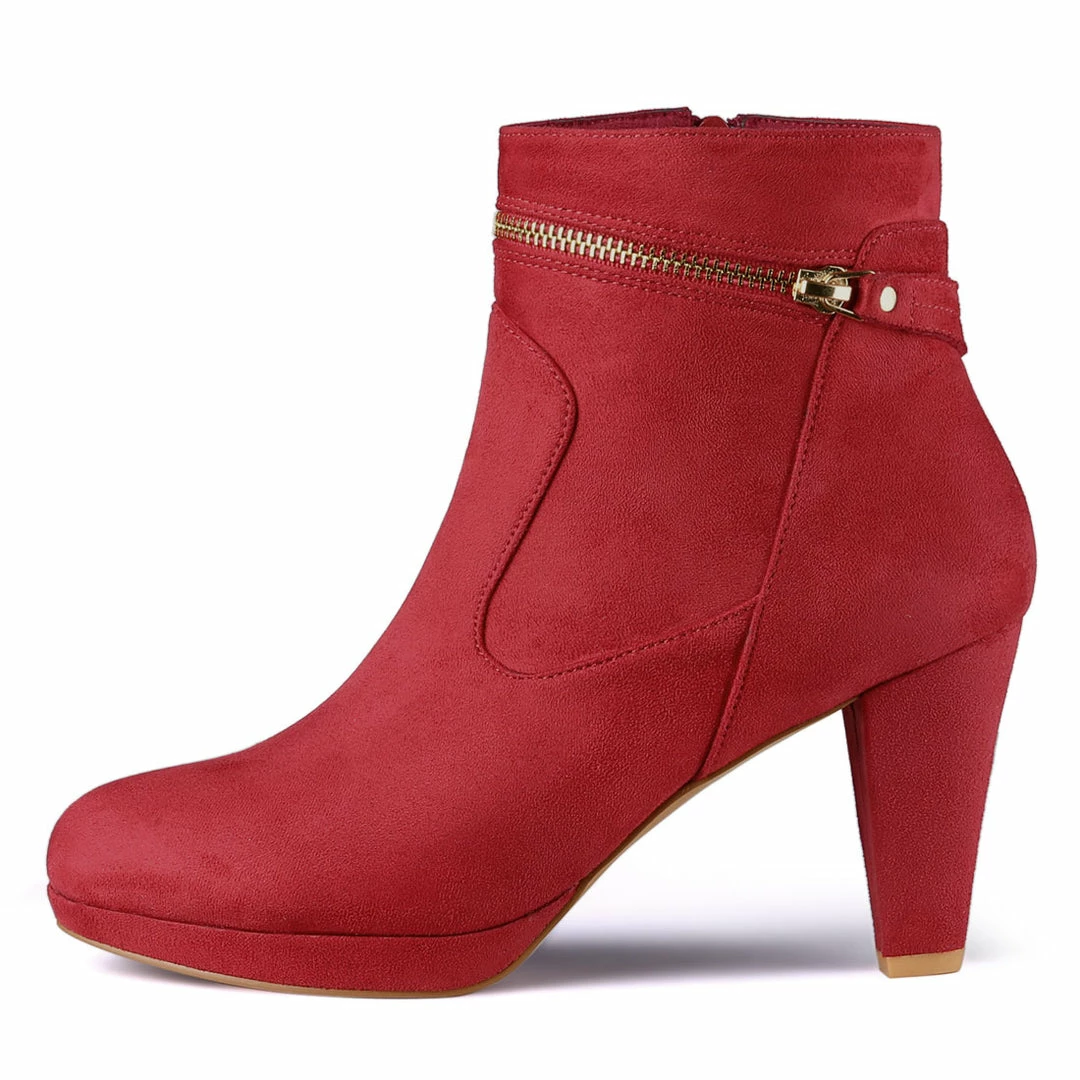 Allegra K Shoes Women's Slip On Zip Round Toe Heel Ankle Boots 8 Allegra K Shoes Women's Slip On Zip Round Toe Heel Ankle Boots