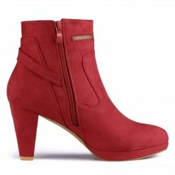 Allegra K Shoes Women's Slip On Zip Round Toe Heel Ankle Boots 43 Allegra K Shoes Women's Slip On Zip Round Toe Heel Ankle Boots