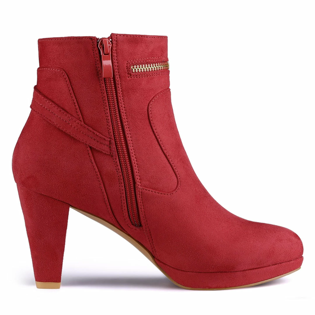 Allegra K Shoes Women's Slip On Zip Round Toe Heel Ankle Boots 9 Allegra K Shoes Women's Slip On Zip Round Toe Heel Ankle Boots