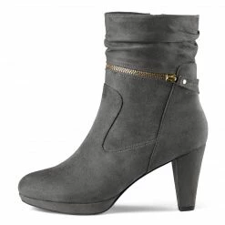 Allegra K Women's Ankle Zip Platform High Heel Mid Calf Boots Shoes 40 Allegra K Women's Ankle Zip Platform High Heel Mid Calf Boots Shoes