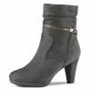 Allegra K Women's Ankle Zip Platform High Heel Mid Calf Boots Shoes