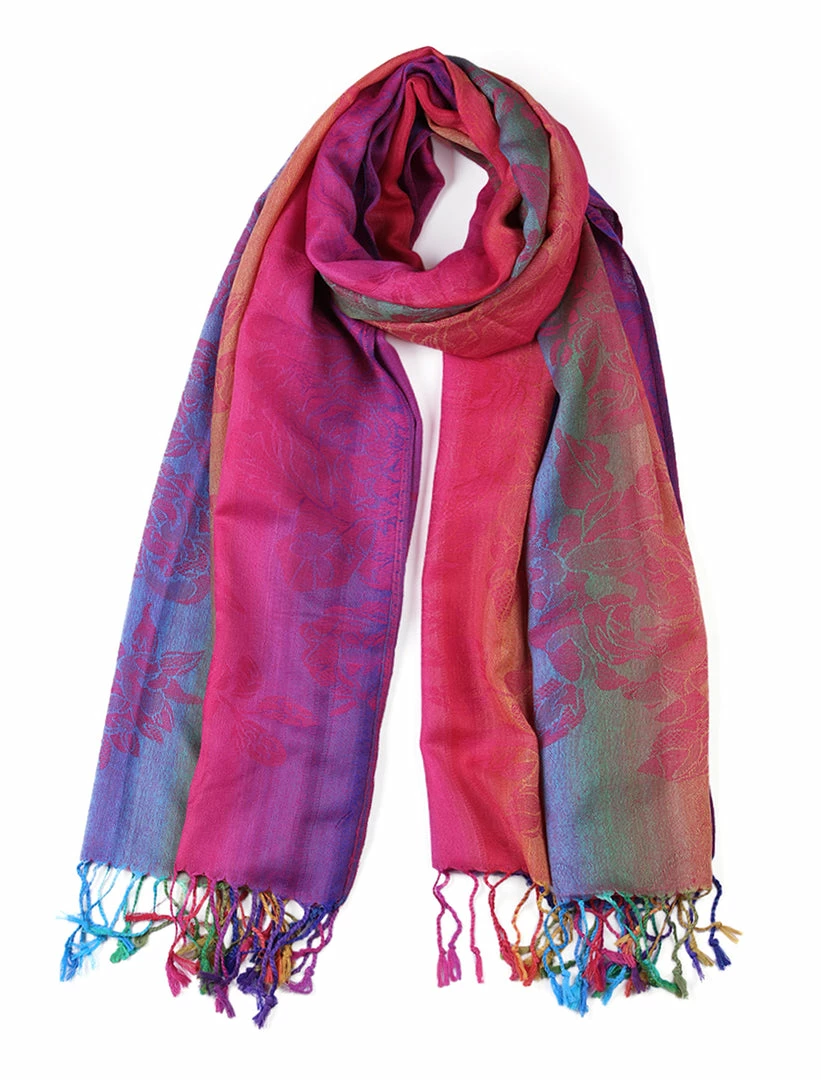 Allegra K Large Tassel Wrap Scarf Wrap Multi-Color Floral Print Gradient Color Scarf For Women 3 Allegra K Large Tassel Wrap Scarf Wrap Multi-Color Floral Print Gradient Color Scarf For Women