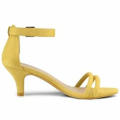 Allegra K Women's Kitten Heel Ankle Strap Sandals Shoes