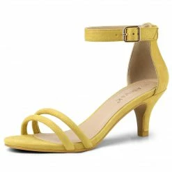 Allegra K Women's Kitten Heel Ankle Strap Sandals Shoes