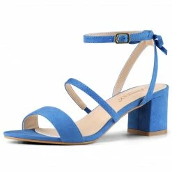 Allegra K Women's Slingback Bow Ankle Strap Block Heels Sandals