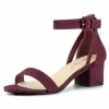 Allegra K Women's Ankle Strap Block Low Heel Sandals Shoes