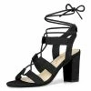 Allegra K Shoes Women's Lace Up Block Heel Cutout Gladiator Sandals