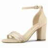 Allegra K Women's Mesh Ankle Strap Chunky Heel Dress Sandals Shoes 2 Allegra K Women's Mesh Ankle Strap Chunky Heel Dress Sandals Shoes