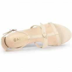 Allegra K Women's Open Toe T-Straps Block Heel Sandals Shoes